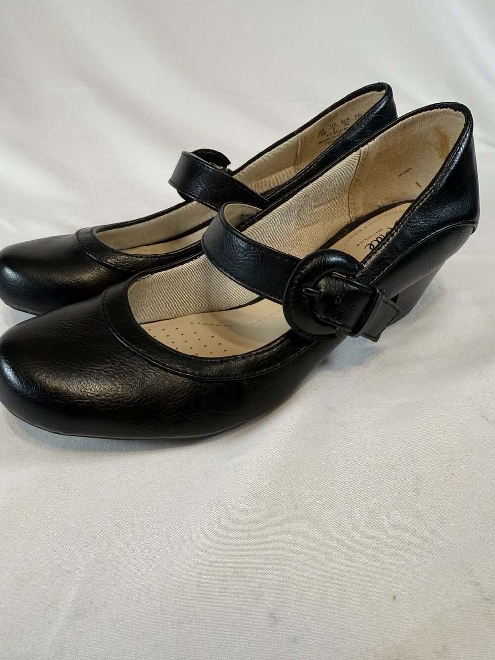 LifeStride Rozz Mary Jane Wedges Size 7.5M Black Prep Classic Dark Academia Vint